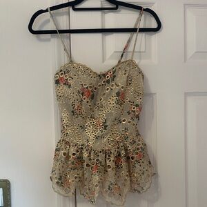 Vici Cream Floral Lace Corset Top